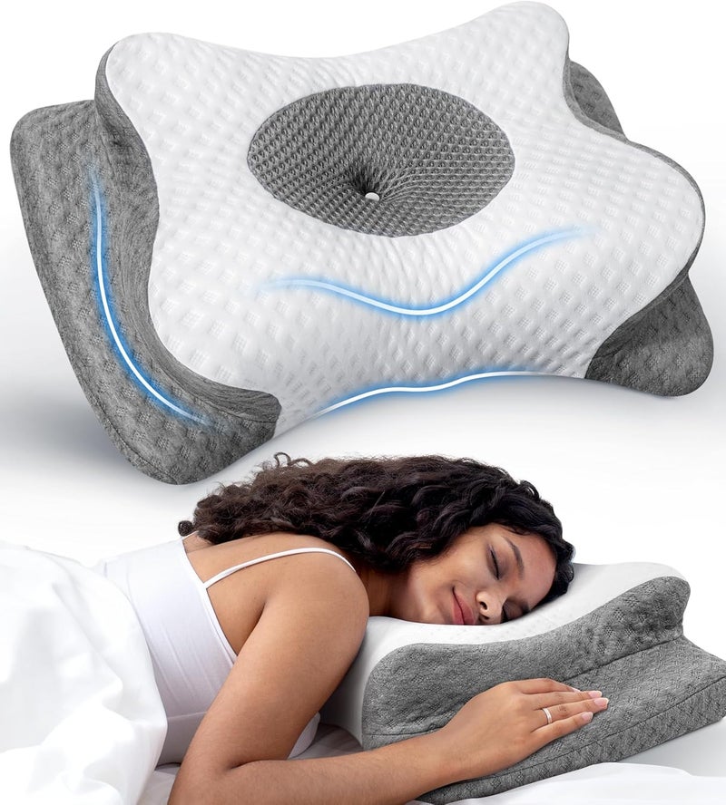 Cozyplayer No More Aches Neck Pillow for Pain Relief, Adjustable Cervical Pillow for Neck Support with Armrest, Odorless Ergonomic Butterfly Memory Foam Pillows,Orthopedic Bed Pillow Side Back Stomach Sleeping - Image 1